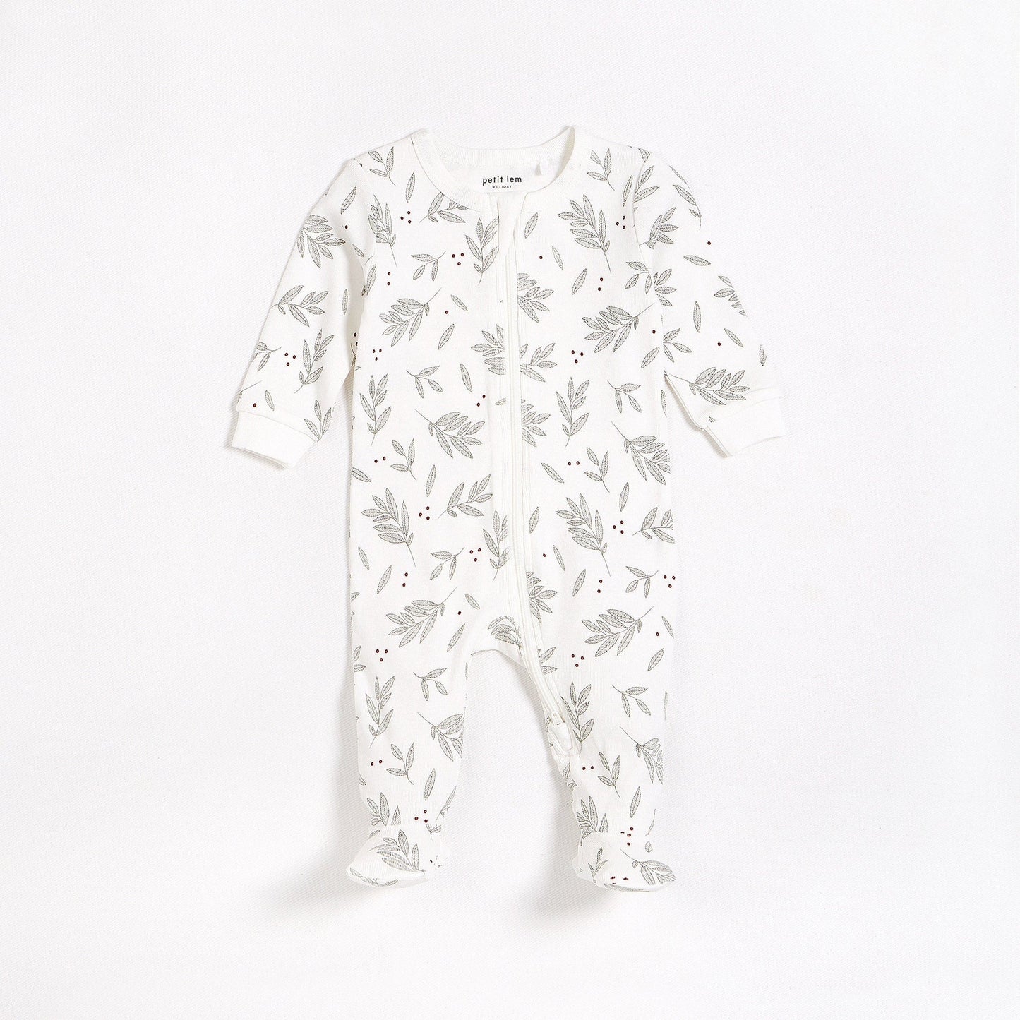 Laurel Leaves Print on Off-White Sleeper NINO & VIV 