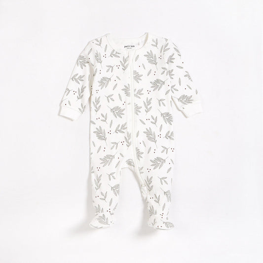 Laurel Leaves Print on Off-White Sleeper NINO & VIV 