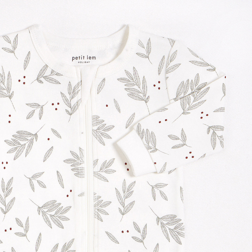 Laurel Leaves Print on Off-White Sleeper NINO & VIV 