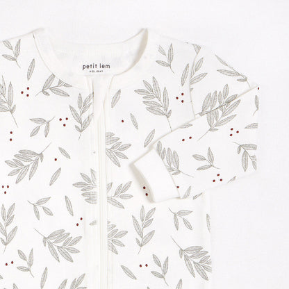 Laurel Leaves Print on Off-White Sleeper NINO & VIV 