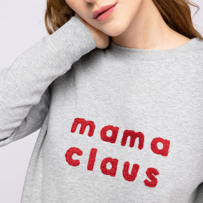 Mama Claus on Heather Grey Fleece Women's Sweatshirt NINO & VIV 