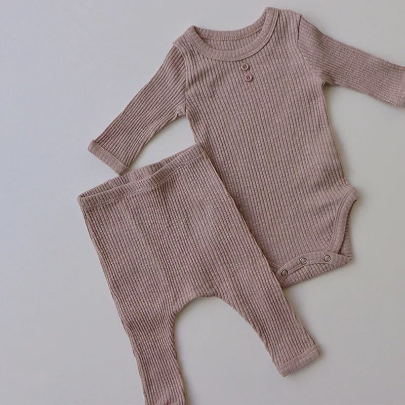 Organic Ribbed Cotton Set - Dusty Mauve NINO & VIV 