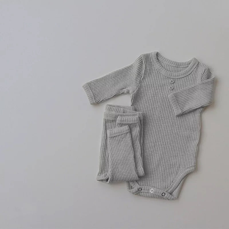 Organic Ribbed Cotton Set  - Heather Grey NINO & VIV 