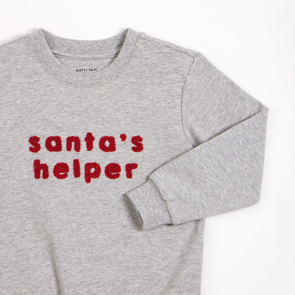 Santa's Helper on Heather Grey Fleece Sweatshirt NINO & VIV 