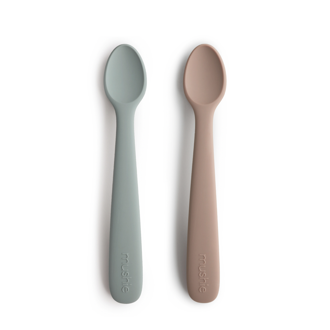 Silicone Feeding Spoons (Stone/Cloudy Mauve) 2-Pack NINO & VIV 